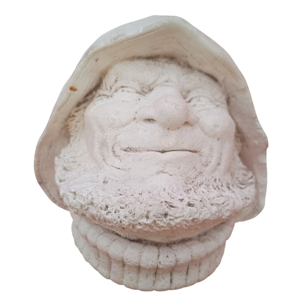 Fisherman Bust Wall Plaque Small Off-White Nautical Coastal Decor